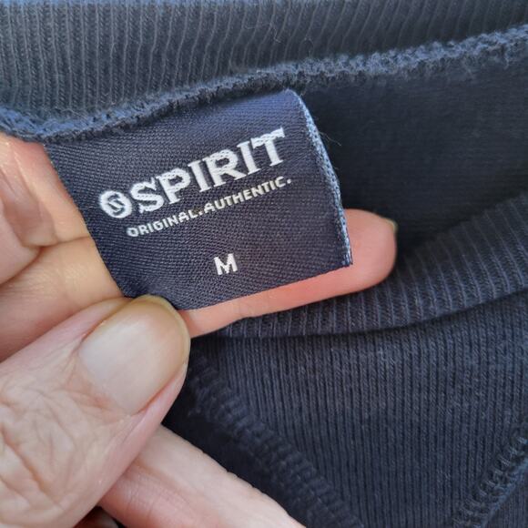 Spirit Jersey Cropped Sz M Black Oversized Stretchy - Picture 2 of 5